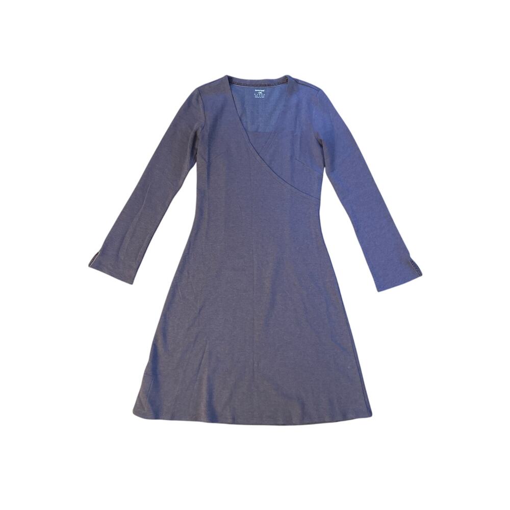 Women XS Horny Toad & Co Purple Tomboy Faux Wrap Long Sleeve Dress Hike Camp